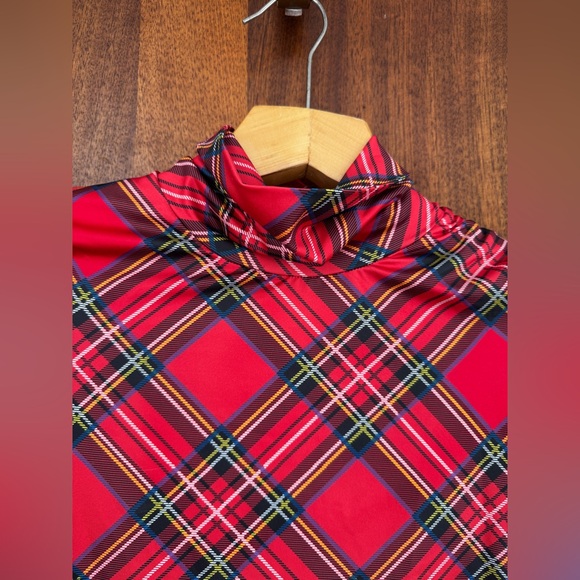 Red Tartan Plaid Festive Turtleneck Christmas Holiday Party Small 2 - Picture 3 of 8